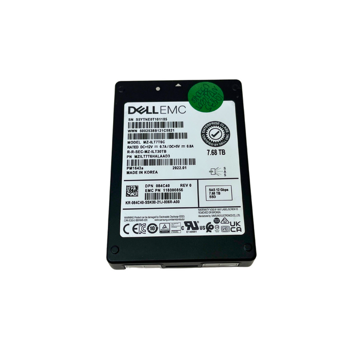 Dell/EMC PM1643a 7.68TB 12Gbps SAS RI TLC 2.5 SSD (400-BFPF)