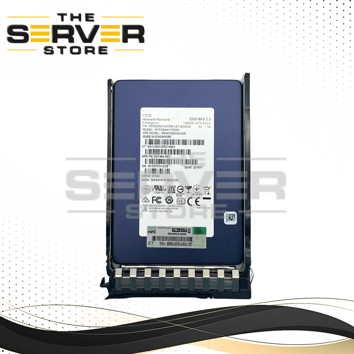 HPE 1.92TB SATA 6G MU SFF BC 2.5" 7mm SSD Micron 5200 MAX Series MK001920GWUGK P07444-003 For HPE ProLiant Server G10 Plus G11 G12 (HPE BC Tray Included)