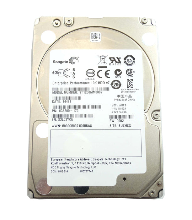 SEAGATE 1.2TB 10K 6GBPS SAS 2.5'' ENTERPRISE PERFORMANCE HDD HARD DRIVE (1DA200-038)