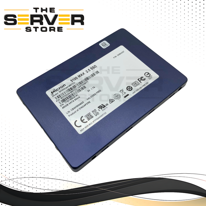 Micron 5100 Max 480GB SATA 6Gb/s 2.5-inch SFF Write Intensive Enterprise Solid State Drive (SSD). P/N: MTFDDAK480TCC.
