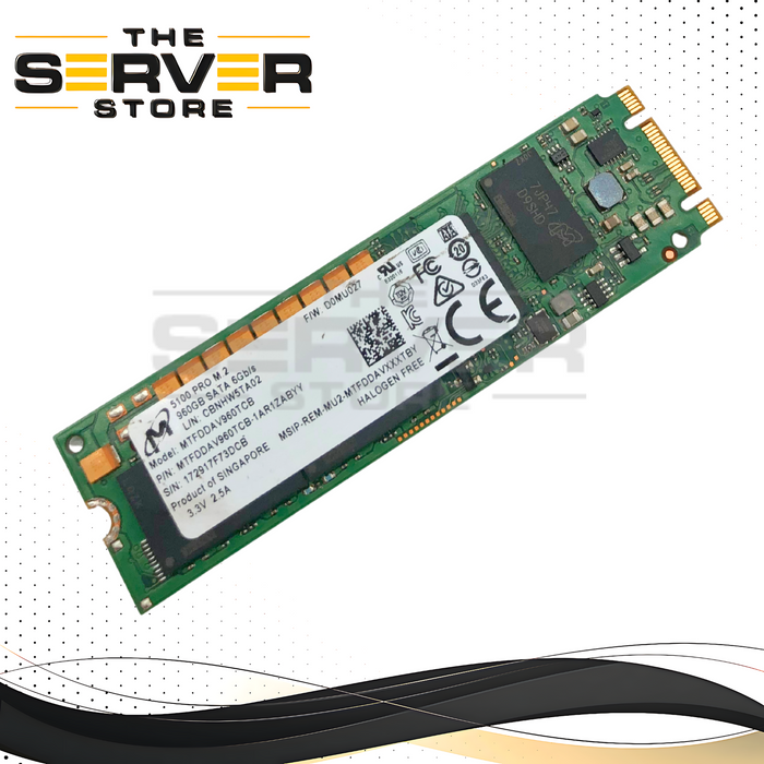 Micron 5100 Pro M.2 2280 960GB SATA 6Gb/s Solid State Drive (SSD). P/N: MTFDDAV960TCB-1AR1ZABYY.