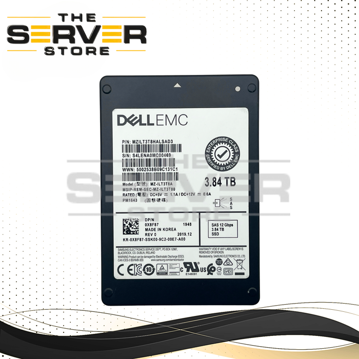 Dell EMC 3.84TB SAS 12G RI SFF 2.5" SSD Samsung PM1643 MZ-ILT3T8A 0X8F87 X8F87