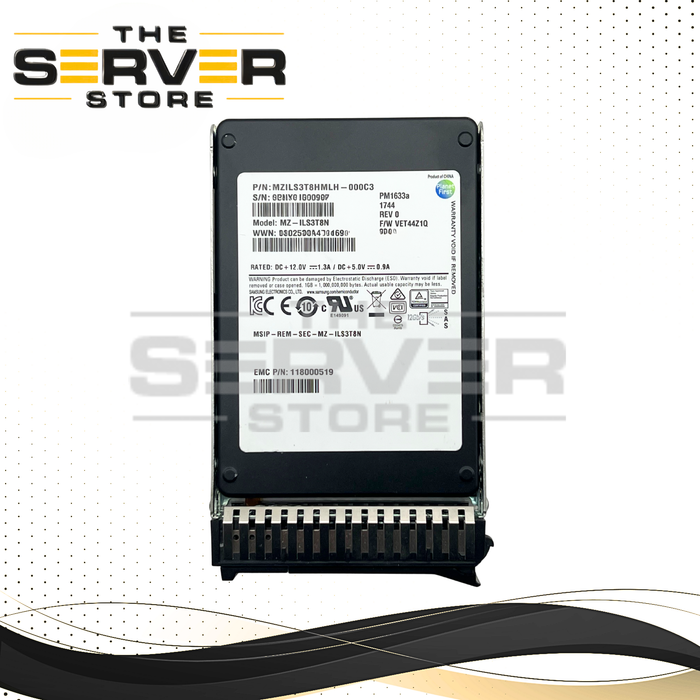 EMC 3.84TB SAS 12G RI SFF 2.5" SSD Samsung PM1633aEMC 3.84TB SAS 12G RI SFF 2.5" 15mm SSD Samsung PM1633a Series MZ-ILS3T8N 118000519 for Lenovo ThinkSystem Server (Lenovo Tray Included)MZ-ILS3T8N for Lenovo Server 118000519-LENOVO-KIT