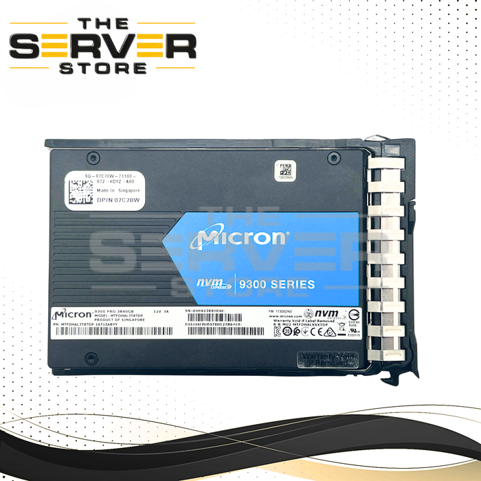 Micron 3.84TB NVMe U.2 PCIe Gen 3.0 x4 SFF 2.5" 15mm SSD 9300 Series MTFDHAL3T8TDP for HPE ProLiant Gen10 Plus Gen11 Gen12 Server (HPE SFF BC Tray Included)