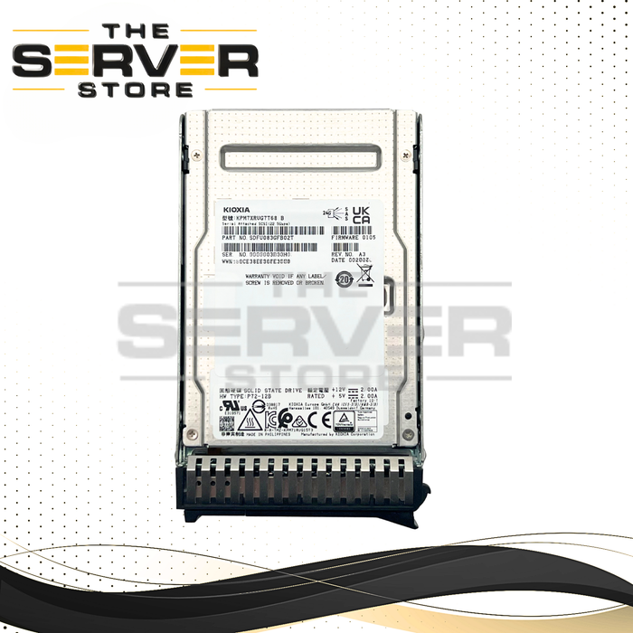 Kioxia 7.68TB SAS 24G RI SFF 2.5" 15mm SIE SSD PM7-R Series KPM7XRUG7T68 For Lenovo ThinkSystem Server (Lenovo ThinkSystem Tray Included)