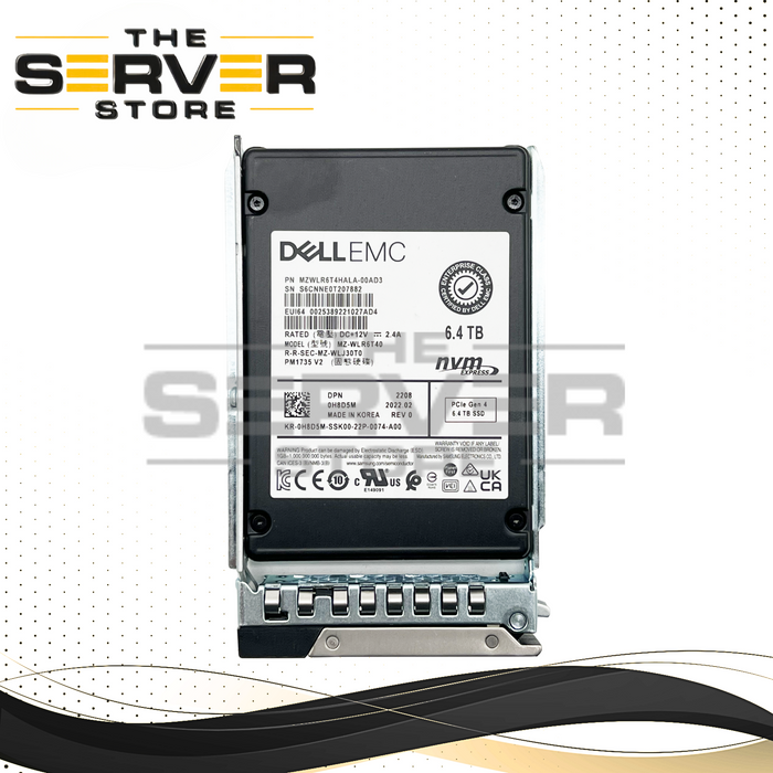 Dell EMC 6.4TB NVMe x4 U.2 PCIe 4.0 SFF 2.5'' SSD Samsung PM1735 0H8D5M H8D5M