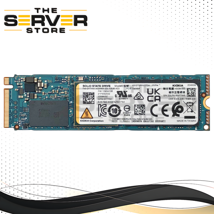 Dell Kioxia 2TB PCIe 4.0 x4 NVMe 80mm M.2 Solid State Drive (SSD). P/N: YTYK1, 0YTYK1.
