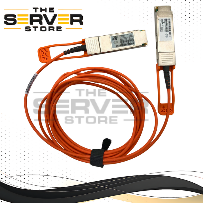 Cisco 3 Meter (9.8ft) 40GbE QSFP+ to QSFP+ Active Optical Cable (AOC). P/N: 10-2927-03, QSFP-H40G-AOC3M.