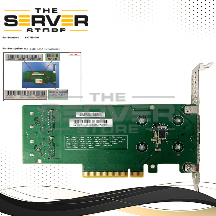 HPE SATA M.2 ML/DL Dual Drive PCIe Riser Card (Card Only) 797907-001