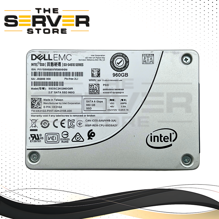 Dell 960GB SATA 6G MU SFF 2.5" SED SSD Intel D3-S4610 Series SSDSC2KG960G8R 0X31G3 X31G3