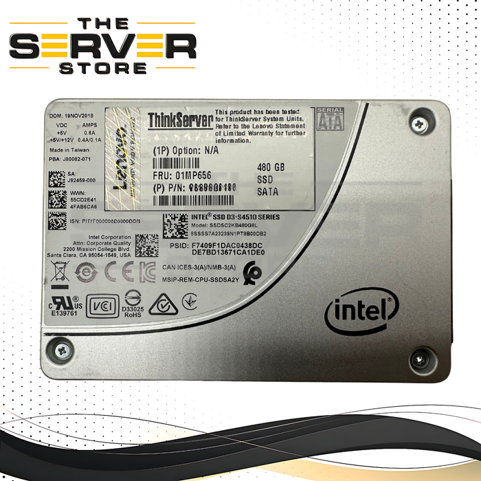 Lenovo 480GB SATA 6G 2.5" SSD S4510 Series SL10A29183 SSDSC2KB480G8L 01MP656