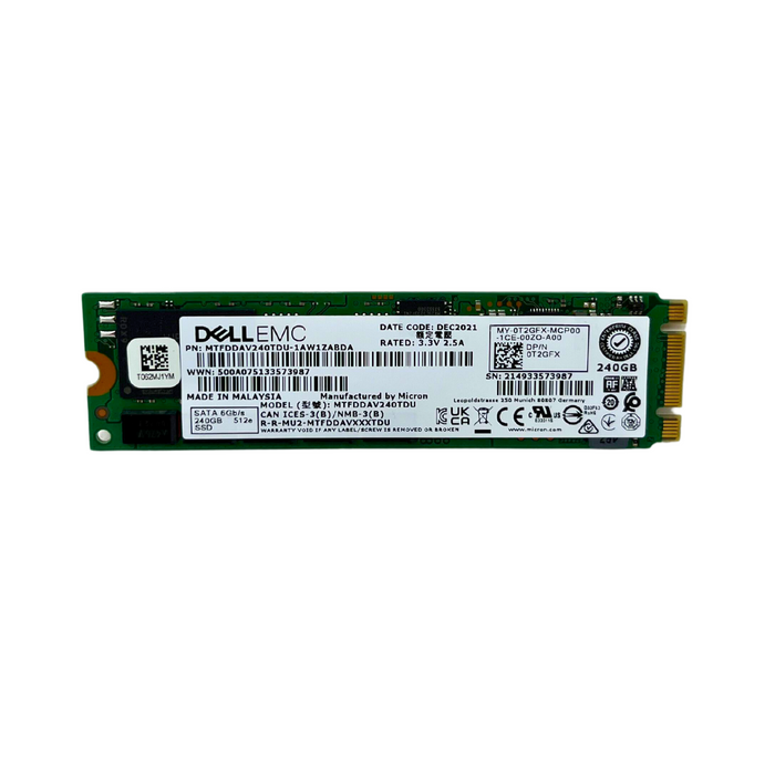 Dell Micron 240GB M.2 SATA 6GB/s Solid State Drive SSD MTFDDAV240TDU (T2GFX)