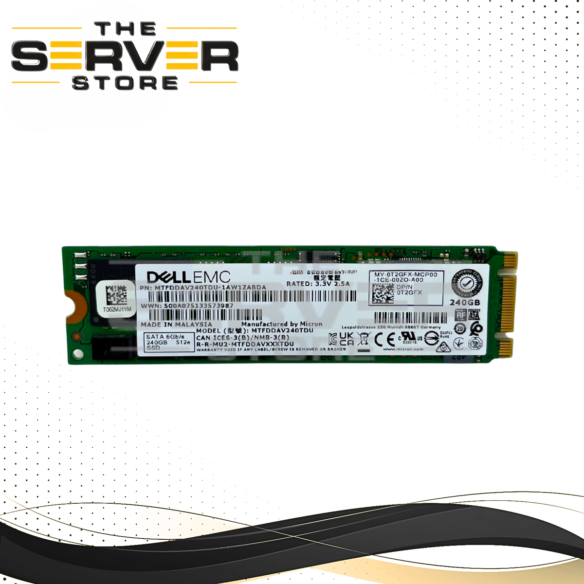 Dell 240GB SATA 6G 2280 M.2 SSD Micron 5300 MTFDDAV240TDU 0T2GFX T2GFX ...