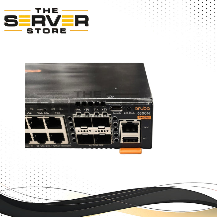 HPE Aruba CX 6300M Data Center Switch: 48x 1GbE RJ45 | 4x 50G SFP56 | Back-to-Front Airflow | USB Console JL762A