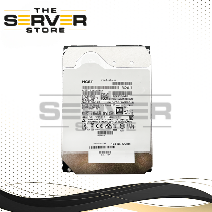 NetApp 10TB SAS 12G 7.2K LFF 3.5" HDD HGST Ultrastar He10 (DC HC510) Series HUH721010AL5204 108-00585+A1 E-X4110A