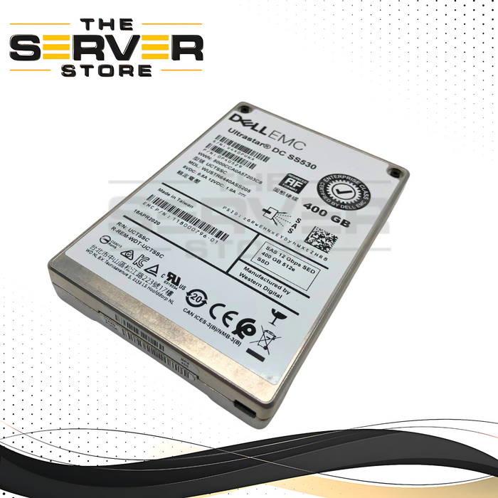Dell EMC WD Ultrastar 400GB 12G SAS MU SED 2.5" SFF SSD 90% Health 118000796-01