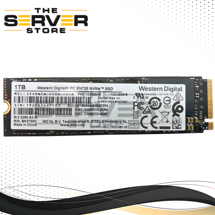 Western Digital PC SN720 1TB M.2 2280 PCIe Gen3 x4 NVMe Internal Solid State Drive (SSD). P/N: BK2T00C, SDAPNTW-1T00.