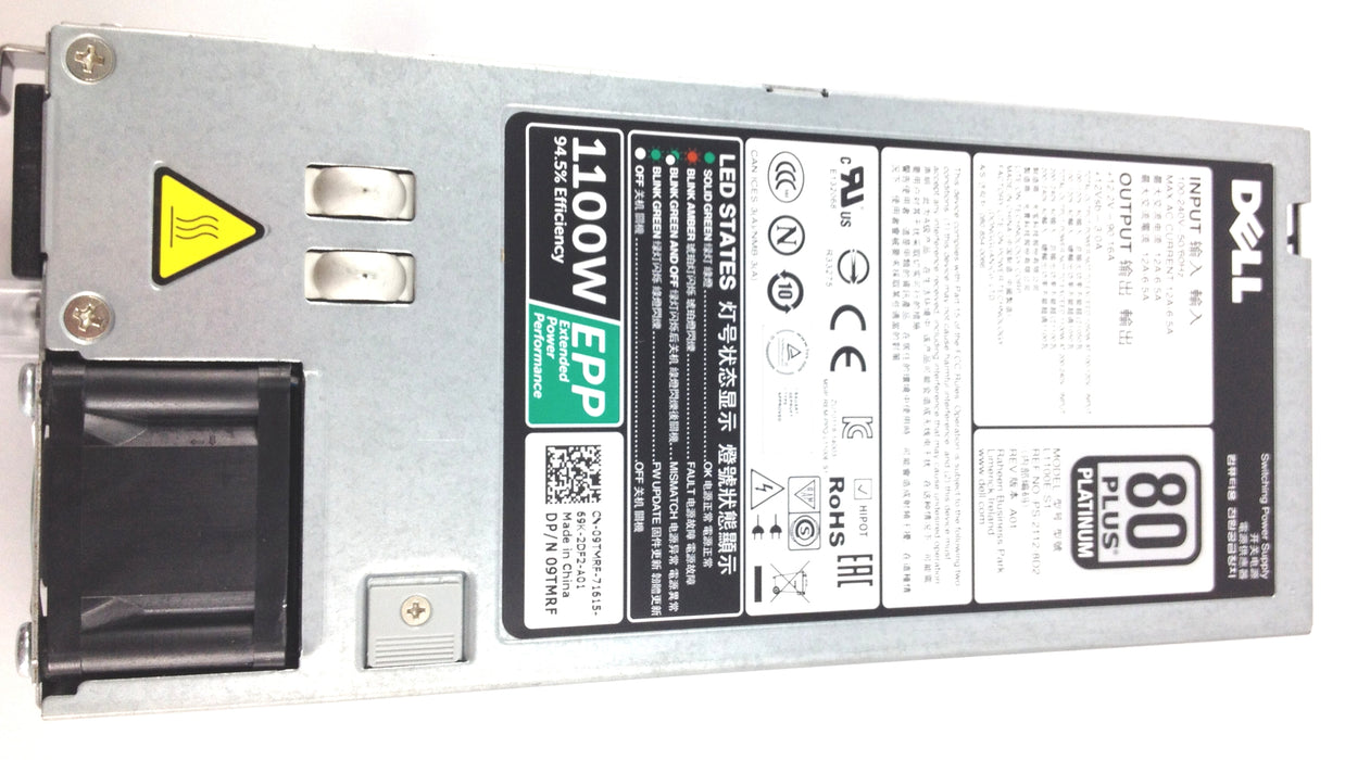 Dell 1100W EPP Platinum Power Supply For C4130 R730 R630 T630 R530 R430 R7910 (L1100E-S1)