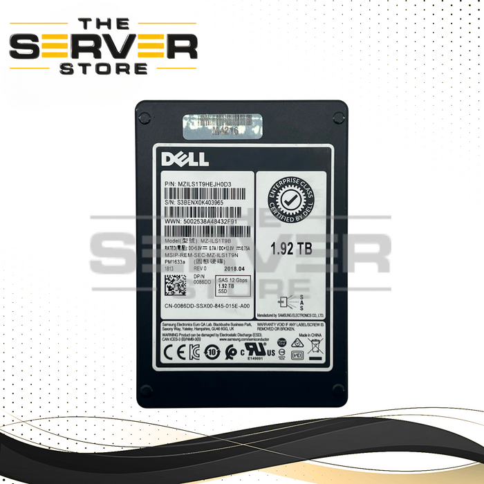 Dell 1.92TB SAS 12G RI SFF 2.5'' SSD Samsung PM1633a MZILS1T9B 0086DD 086DD