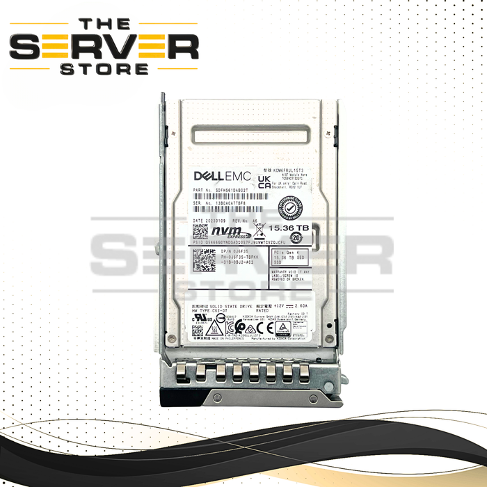 Dell EMC 15.36TB NVMe U.3 Gen 4.0 x4  RI 2.5" SED SSD KCM6FRUL15T3 0J6F35 J6F35 for Dell PowerEdge with G15 Tray
