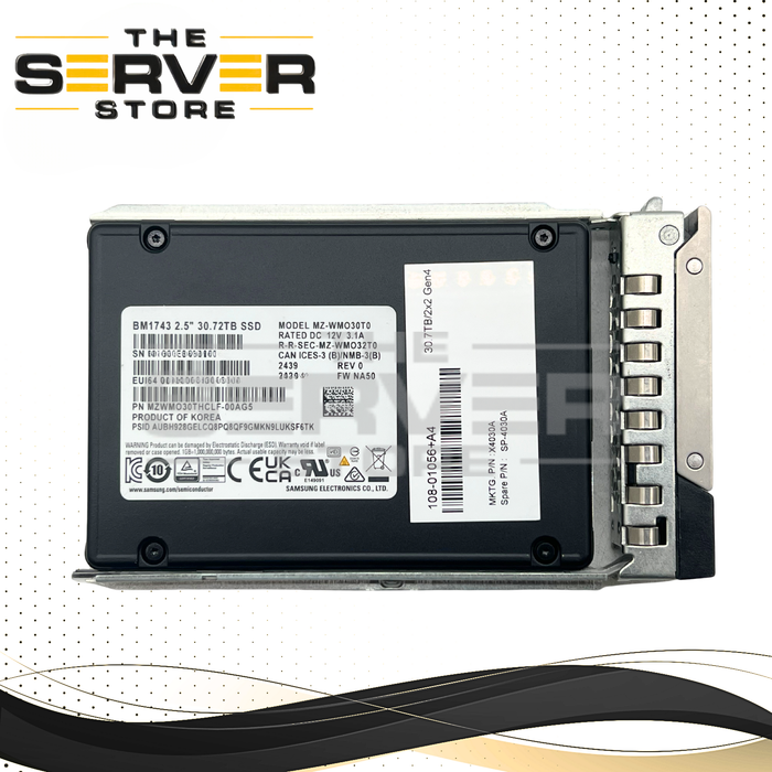 Samsung 30.72TB NVMe U.2 PCIe Gen 4.0 x4 RI SFF 2.5" 15mm SED SSD BM1743 Enterprise Series MZ-WMO30T0 for Dell PowerEdge G15th  Server (Dell PowerEdge Gen15th Tray Included)