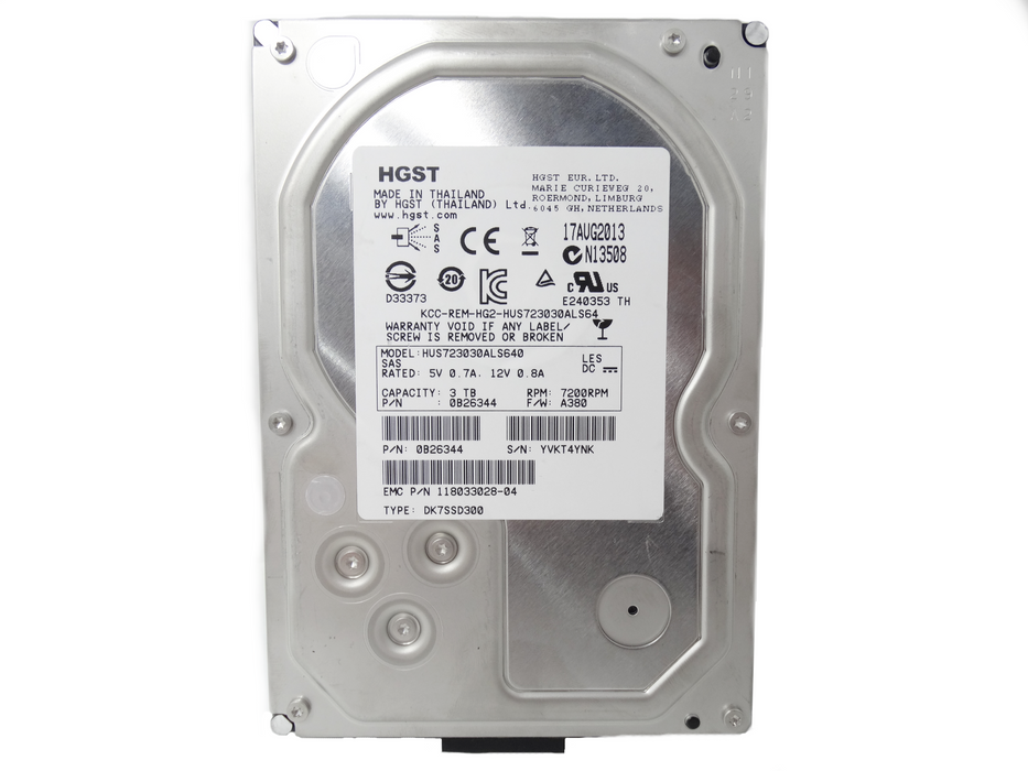 EMC 3TB 7.2K 6Gbps 3.5'' SAS HDD V4-VS07-030 VX-VS07-030 V3-VS07-030 (118033028-04)