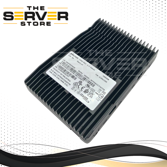 Micron 7450 PRO Series 7.68TB U.3 (NVMe PCIe 4.0 x4) 2.5-inch 15mm Mixed Use Enterprise SSD 100% Health. P/N: MTFDKCC7T6TFR-1BC1ZABYY.