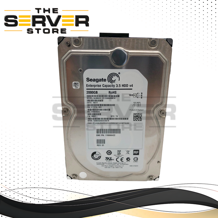 Dell EMC Seagate Enterprise Capacity v4 2TB 7200RPM 12Gb/s SAS 3.5-inch LFF 4Kn Hard Drive. P/N: ST2000NM0014.
