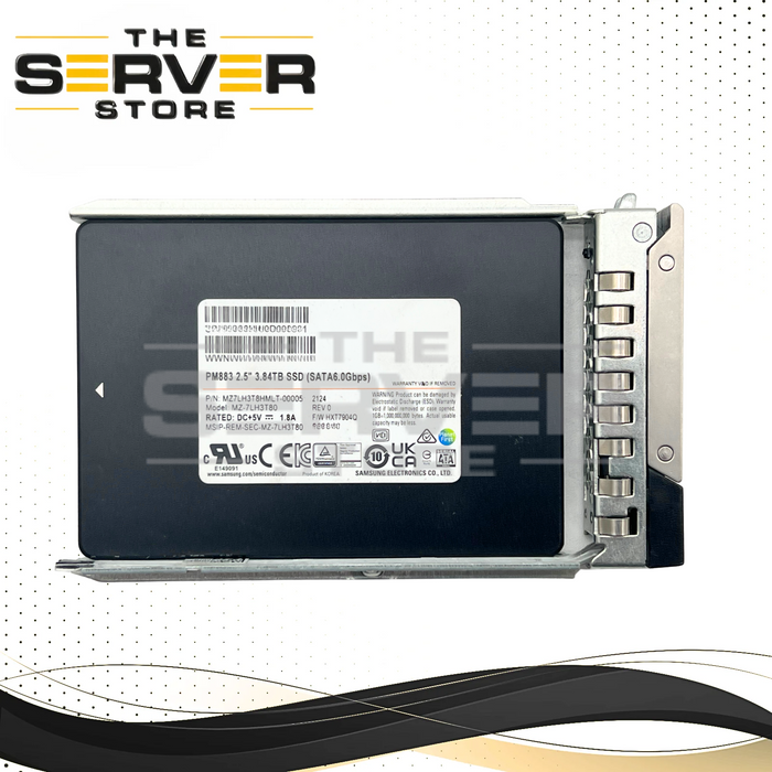Samsung 3.84TB SATA 6G RI SFF 2.5" 7mm SED SSD PM883 Series MZ-7LH3T80 MZ7LH3T8HMLT For Dell PowerEdge Server Gen15th (Dell PowerEdge G15th Tray Included)