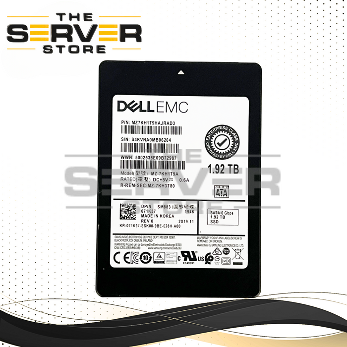 Dell EMC 1.92TB SATA 6G MU SFF 2.5" 7mm SSD Samsung SM883 Series MZ-7KH1T9A 071K37 71K37