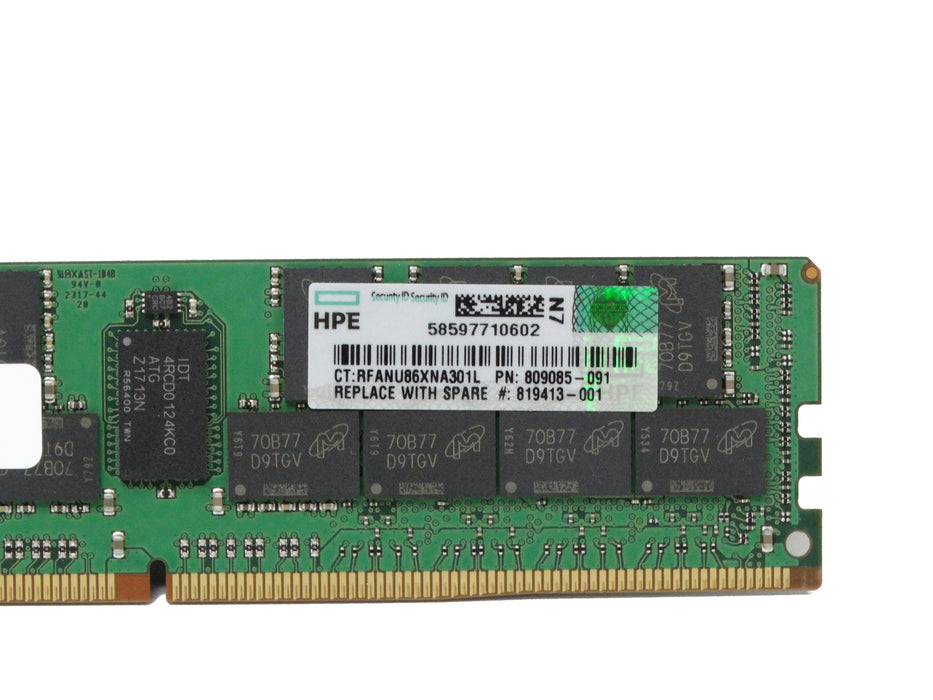 HPE 64GB 4DRx4 DDR4-2400T-L PC4-19200 LRDIMM ECC Load-Reduced Memory Micron MTA72ASS8G72LZ-2G3B2 805358-B21 809085-091 819413-001