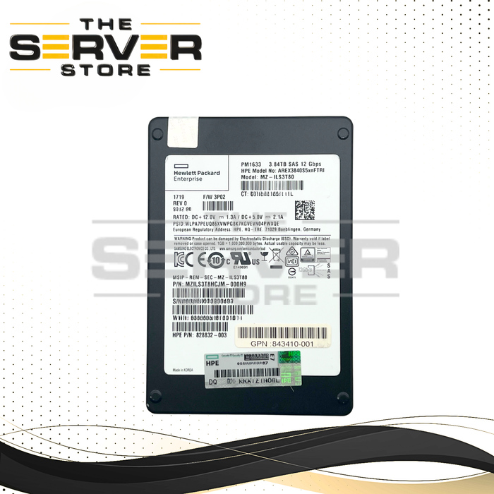 HPE 3.84TB SAS 12G RI SFF 2.5" SSD Samsung PM1633 Series MZ-ILS3T80 828832-003