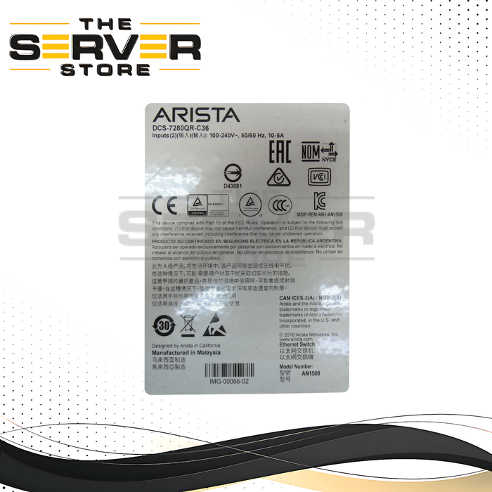 Arista DCS-7280QR-C36 Switch 24xQSFP+12xQSFP100 EOS:4.31.0F w/Rails DCS-7280QR-C36-R