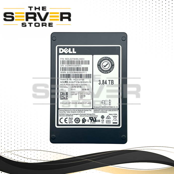 Dell 3.84TB SAS 12G RI SFF 2.5" SED 15mm SSD Samsung PM1633a Series MZ-ILS3T8B 0JR1HP JR1HP (Tray Not Included)