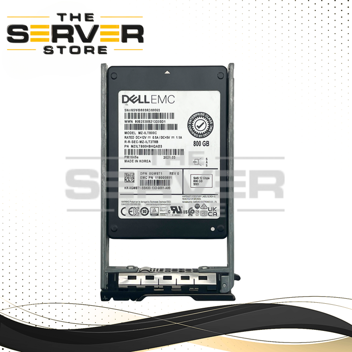 Dell EMC 800GB SAS 12G MU 2.5" SSD Samsung PM1645a MZ-1LT800C 0GW8T1 GW8T1 (Dell G13th Tray Included)