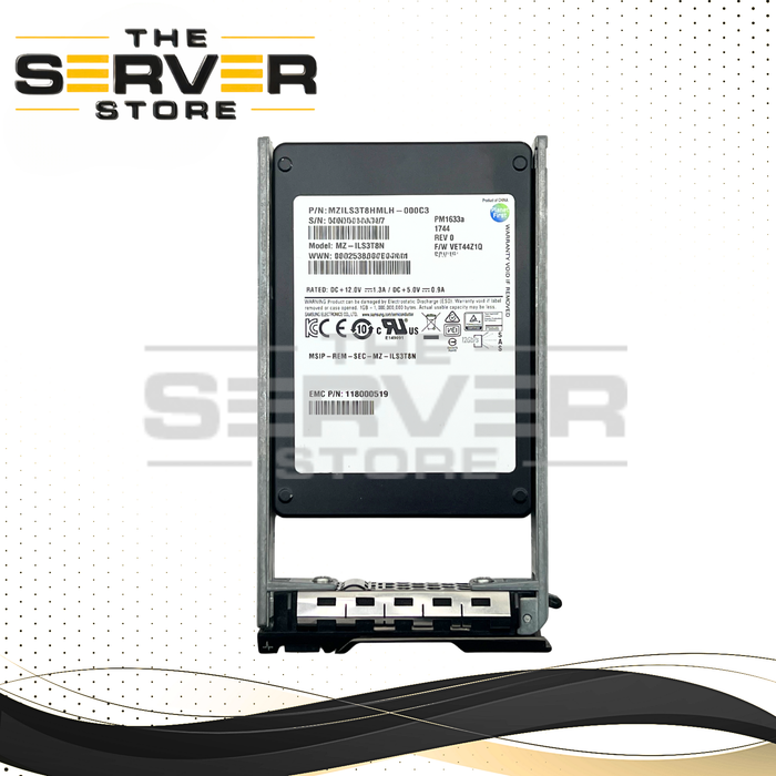 EMC 3.84TB SAS 12G RI SFF 2.5" 15mm SSD Samsung PM1633a Series MZ-ILS3T8N 118000519 for PowerEdge Server (Dell PowerEdge G13th Tray Included)