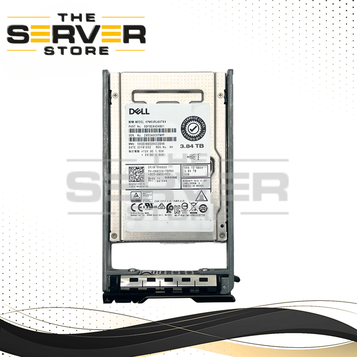 (New Open Box) Dell 3.84TB SAS 12G RI 2.5" SSD Kioxia PM5-R KPM5XRUG3T84 0N85XX N85XX (This listing uses a Dell tray for 14th 13th 12th 11th Generation)