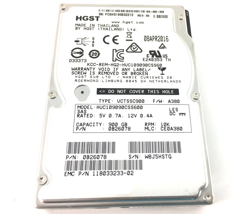 HGST 900GB 10K 6GBPS SAS 2.5'' HARD DRIVE (0B26094)