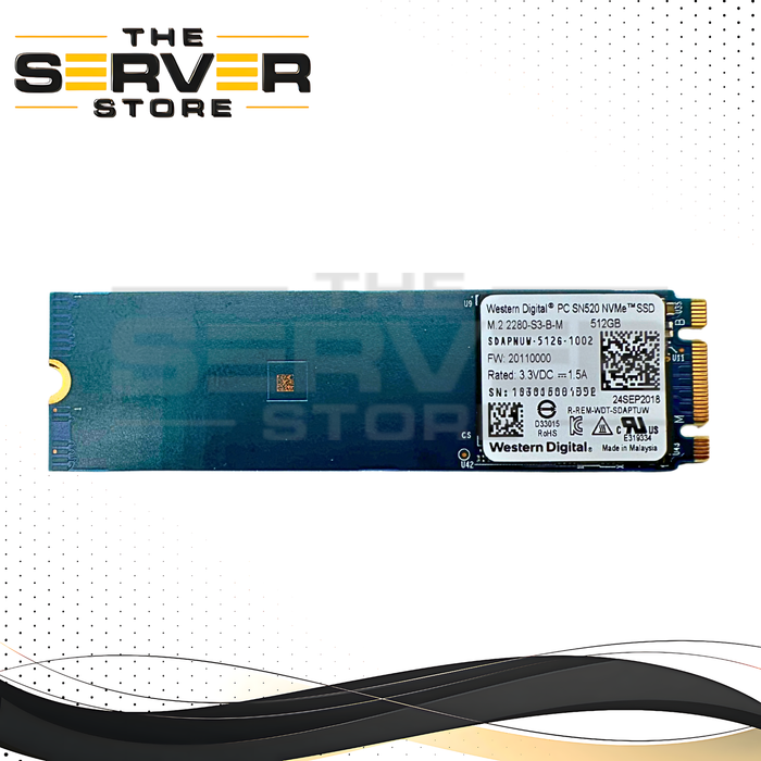 Western Digital 512GB NVMe PCIe G3 x2 M.2 2242 TLC SSD PC SN520 Series SDAPNUW-512G-1002
