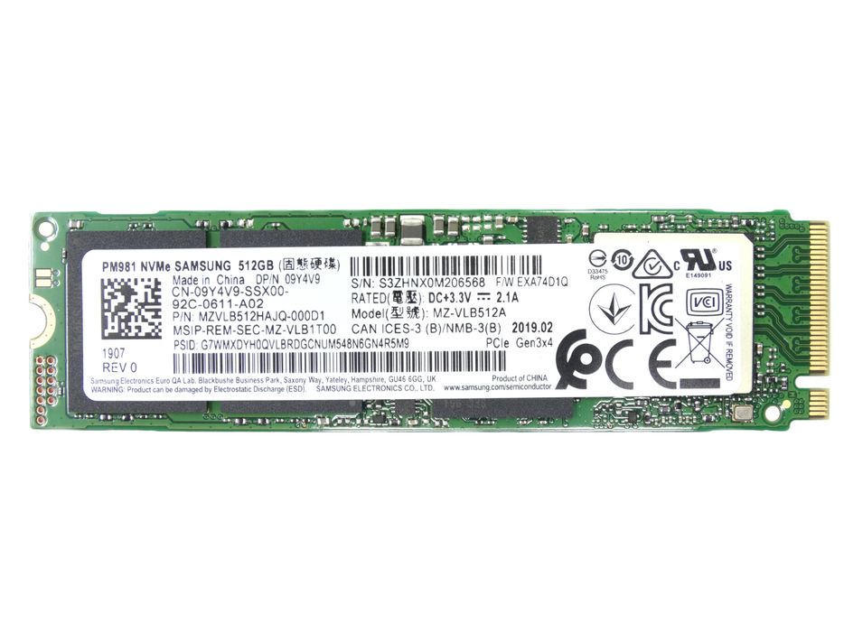 Dell PM981 512GB NVMe M.2 PCLe SSD Solid State Drive (09Y4V9)