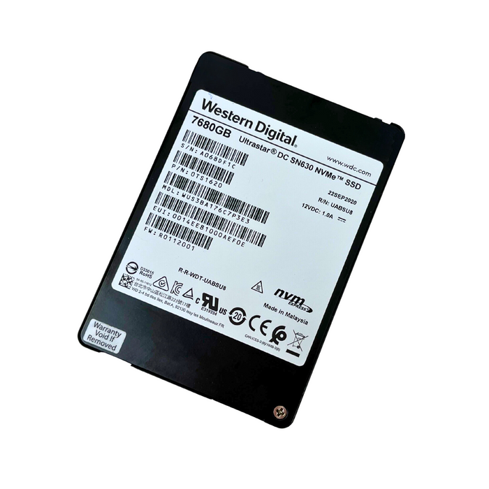 WD 7.68TB NVMe U.2 PCIe G3 x4 2.5" SSD Ultrastar SN630 WUS3BA176C7P3E3 0TS1620