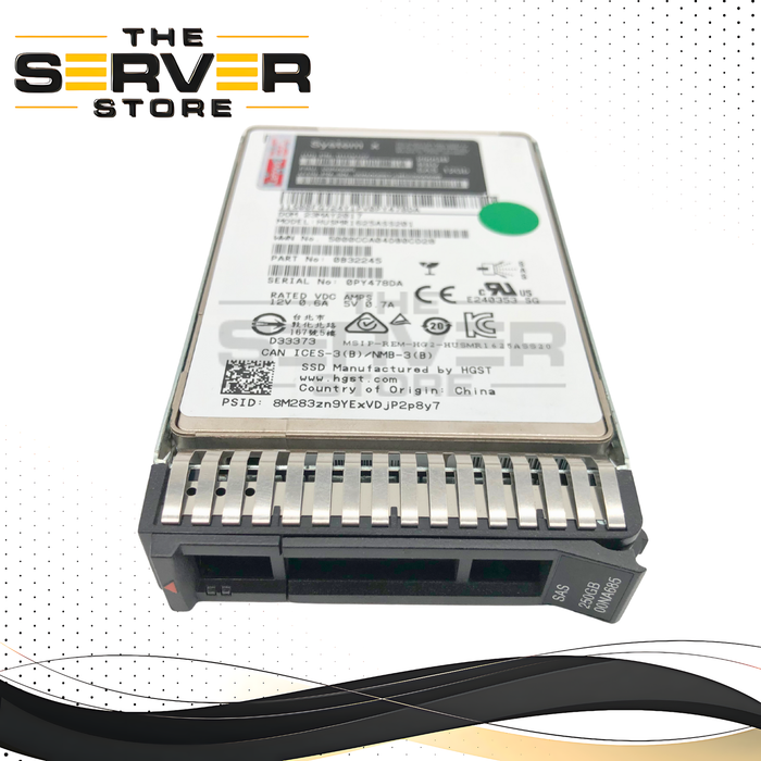 Lenovo System X HGST Ultrastar DC SS200 250GB SAS 12Gbps 2.5" SFF Solid State Drive (SSD), Includes Drive Tray. P/N: 00NA685.