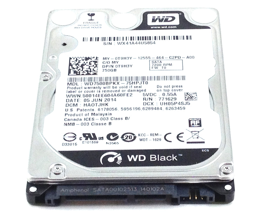 Dell Western Digital Black 750GB 7.2K SATA 2.5'' Hard Drive (T9H3Y)