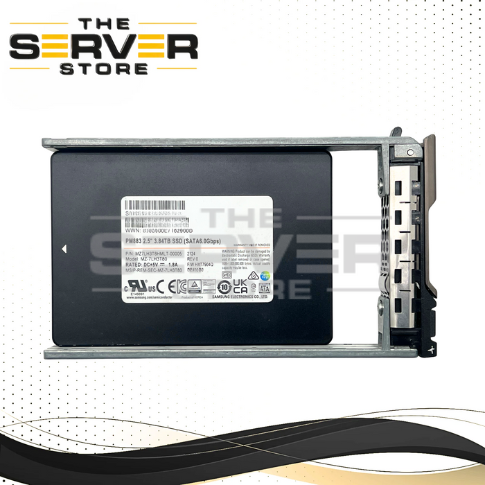 Samsung 3.84TB SATA 6G RI SFF 2.5" 7mm SED SSD PM883 Series MZ-7LH3T80 MZ7LH3T8HMLT For Dell PowerEdge Server Gen13th (Dell PowerEdge G13th Tray Included)