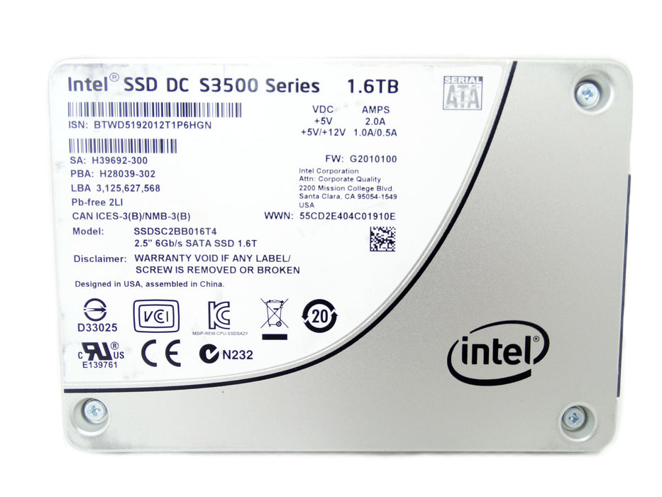 Intel DC S3500 1.6TB 6GB/s SATA 2.5'' SSD Solid State Drive (SSDSC2BB016T4)