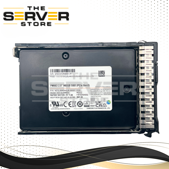 Samsung 960GB NVMe U.2 PCIe Gen 3.0 x4 SFF 2.5" 7mm RI SSD PM983 Series MZQLB960HAJR for ProLiant Server Gen9 Gen10