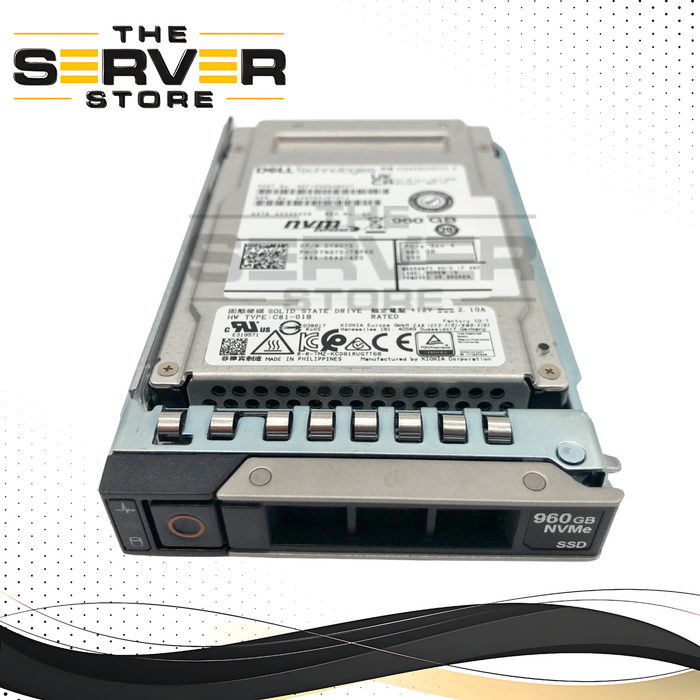 Dell Kioxia 960GB NVMe PCIe Gen4 2.5-inch U.2 Solid State Drive (SSD) with 14-Gen Tray. * (0-10 POH) 100% Health. *  P/N: YNGYD.