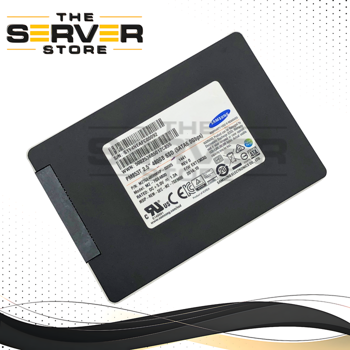 Samsung PM853T 480GB TLC SATA 6Gb/s 2.5" Solid State Drive (SSD). P/N: MZ7GE480HMHP.
