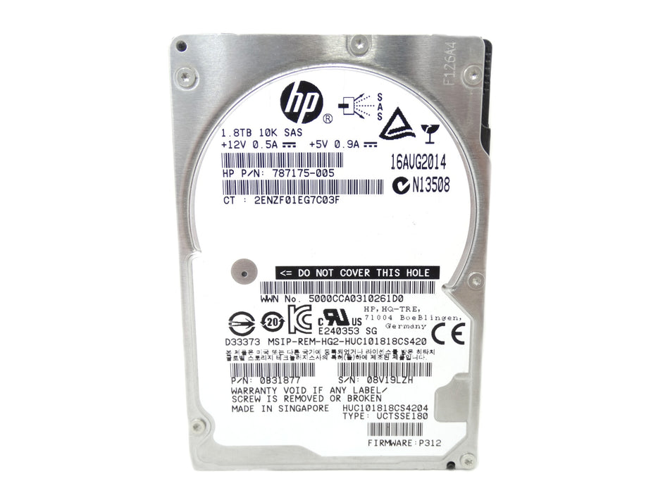 HP 1.8TB 10K SAS 2.5'' HDD Hard Drive (0B31877)