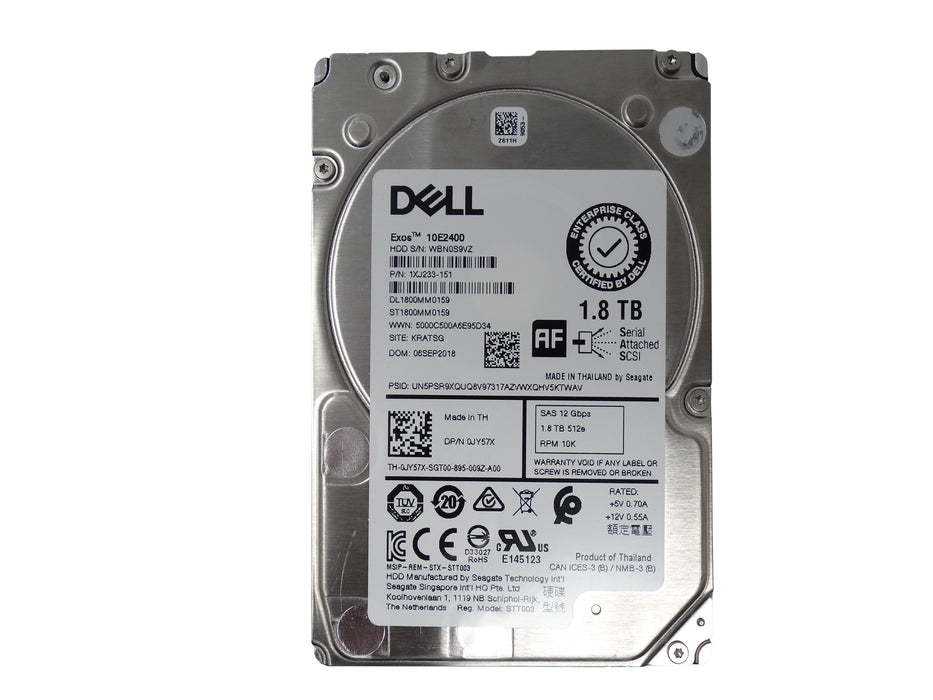 Dell 1.8TB 10K RPM 12Gb/s SAS 2.5'' HDD Hard Drive (0JY57X)